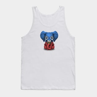 Baby Elephant with Glasses and Haitian Flag Tank Top